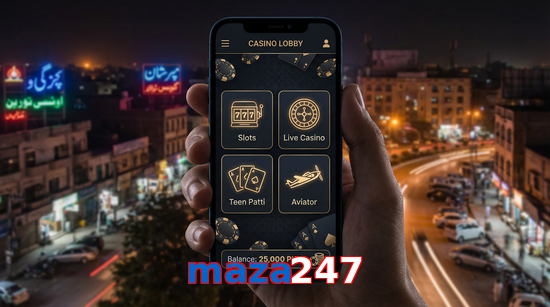 Main screen of Maza247 app page for PK players