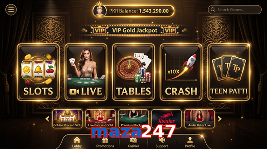 Main screen of Maza247 casino page for PK players