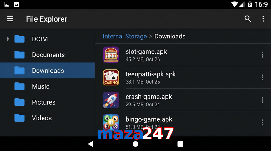 Main screen of Maza247 gameapk page for PK players